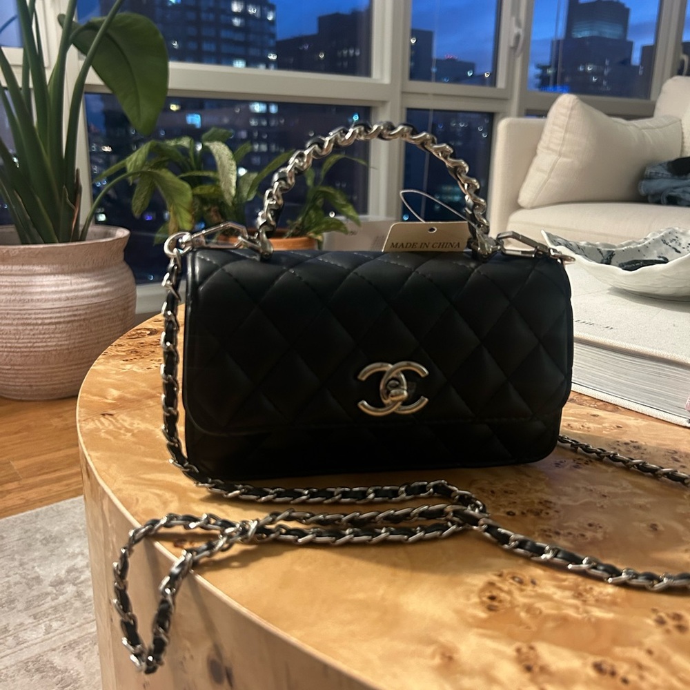 Designer Black Quilted Chain Bag